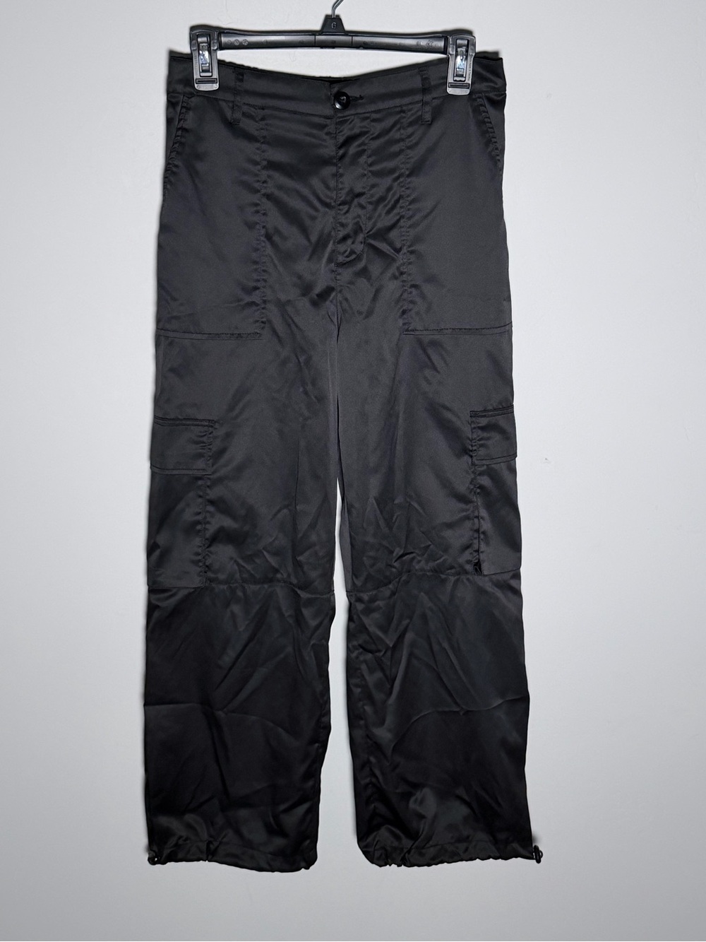 Celebrity Pink Black Women’s Cargo Pants Utility Pocket Style Drawstring Cuff M